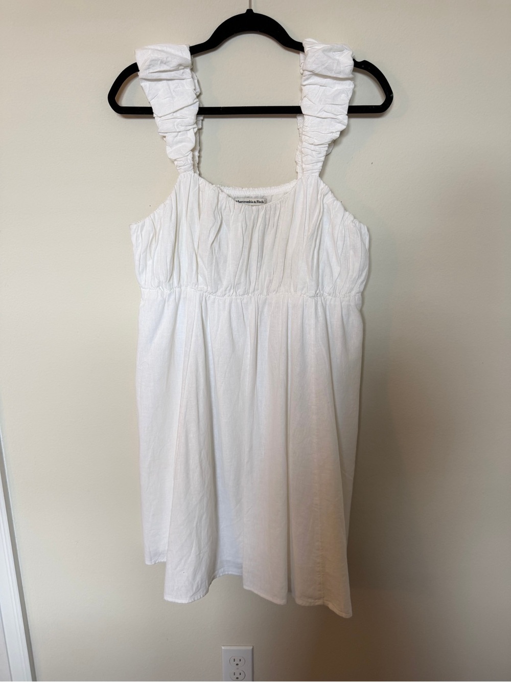 Abercrombie & Fitch White Cotton Linen Blend Babydoll Dress XL NWT